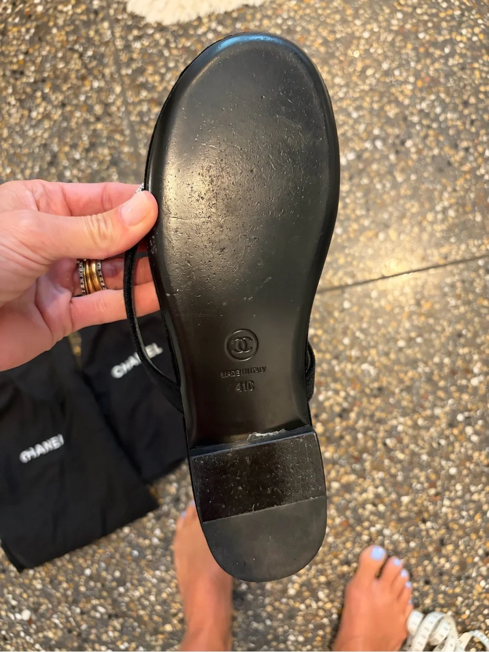 CHANEL super rare Black Suede 2024 Thong Sandals